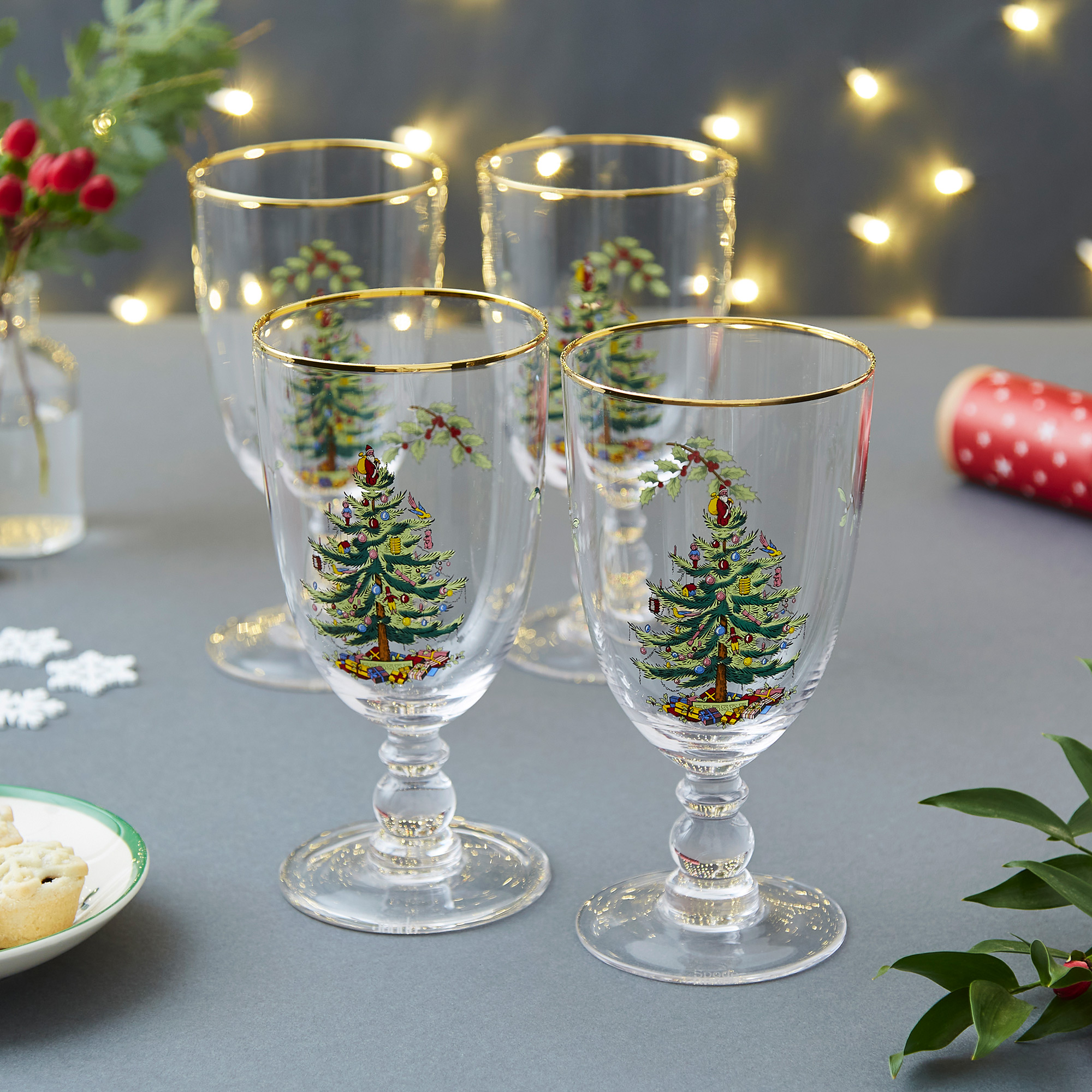 Christmas Tree Pedestal Goblets Set of 4 image number null